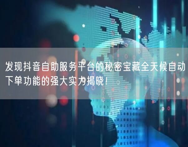 发现抖音自助服务平台的秘密宝藏全天候自动下单功能的强大实力揭晓！