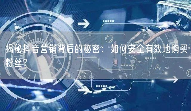 揭秘抖音营销背后的秘密：如何安全有效地购买粉丝？