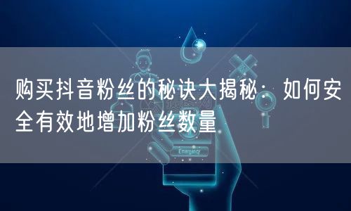 购买抖音粉丝的秘诀大揭秘：如何安全有效地增加粉丝数量
