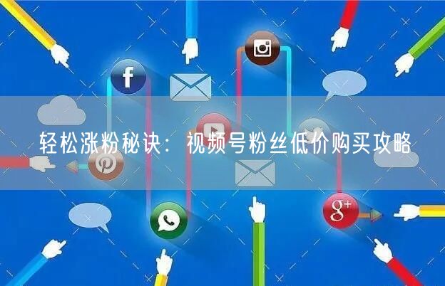 轻松涨粉秘诀：视频号粉丝低价购买攻略