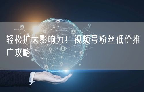 轻松扩大影响力！视频号粉丝低价推广攻略